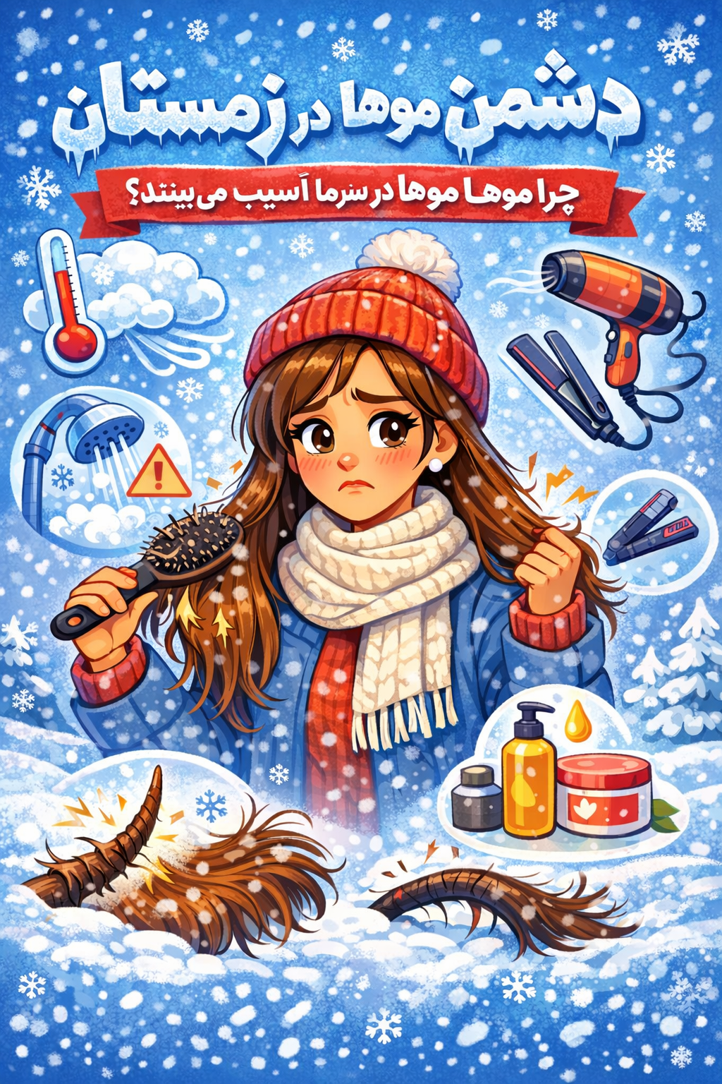 دشمن موها در زمستان؛ چرا موهایت بی‌جان و شکننده می‌شود؟